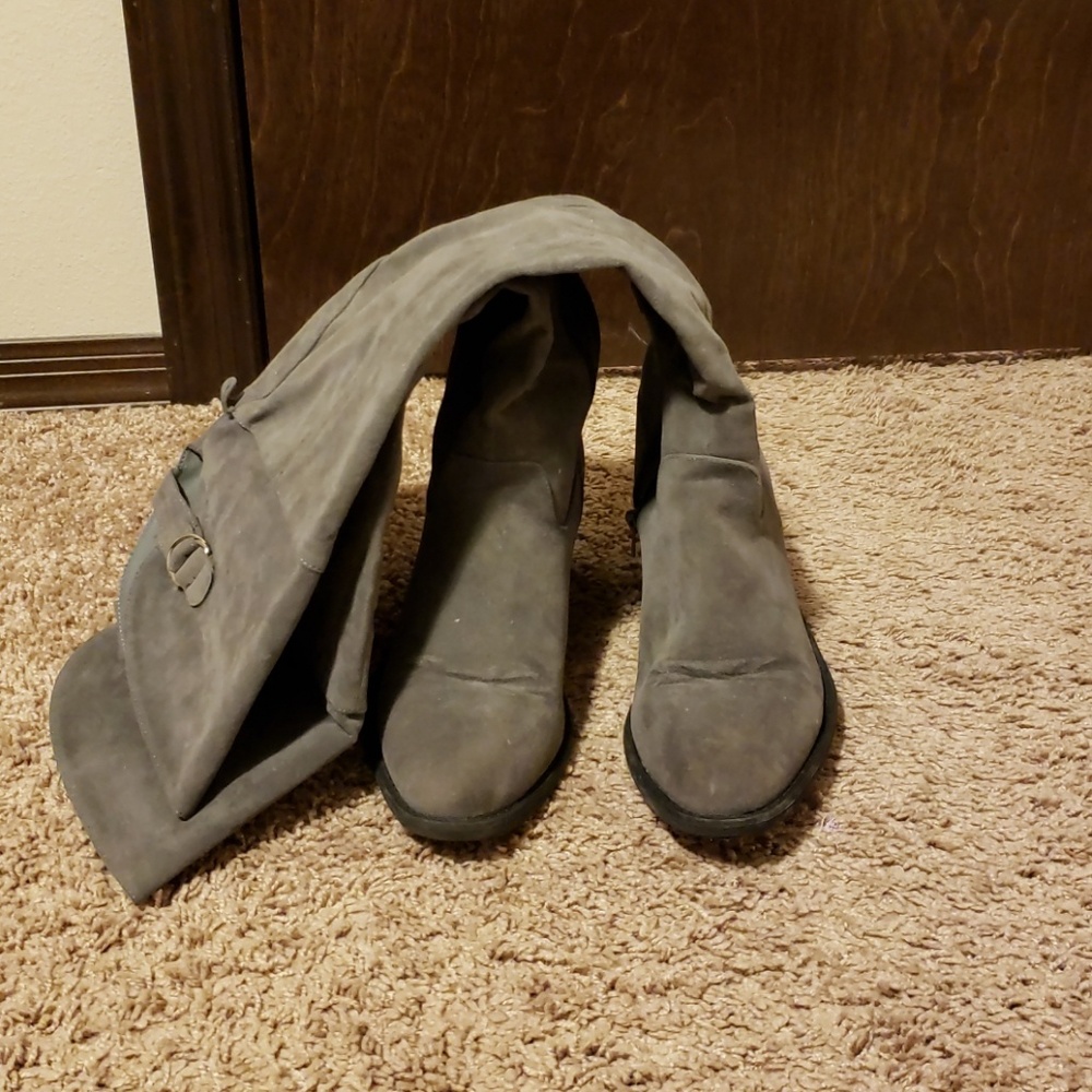 Grey Knee High Boots